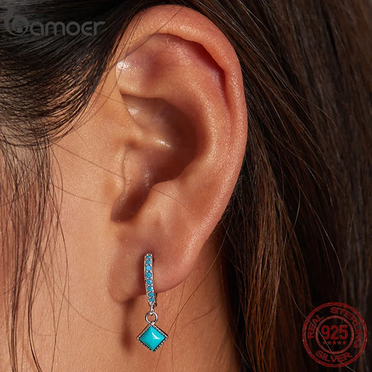 Turquoise Pendant 925 Silver Drop Earrings