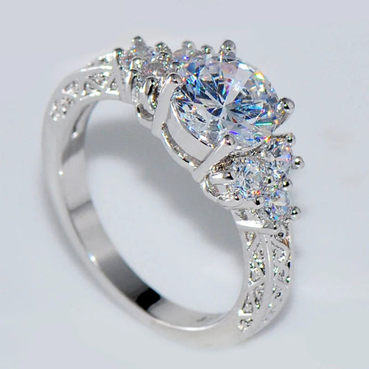 925 Sterling Silver 8mm Zircon Finger Ring