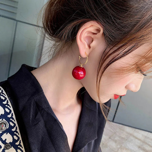 Geometric Pearl Drop Earrings with Push-Back Closure