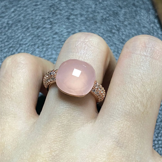 Pink Crystal Candy Style Zircon Ring for Women