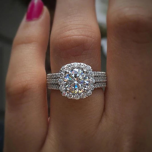 Huitan Cubic Zirconia Engagement Ring - Brilliant Wedding Party Jewelry