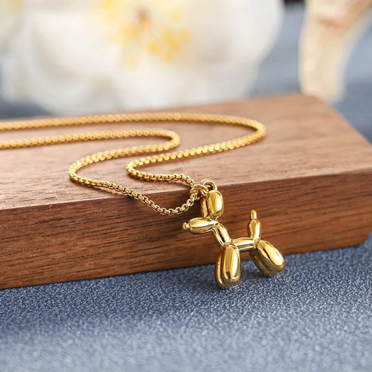 316L Stainless Steel Balloon Dog Pendant Necklace