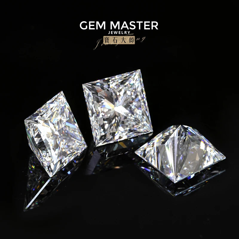Princess Lab grown diamonds including a GIA IGI certificate 
Colour: D E F G 
Clarity: VVS VS 
Sizes: 0.5ct 1ct 2ct