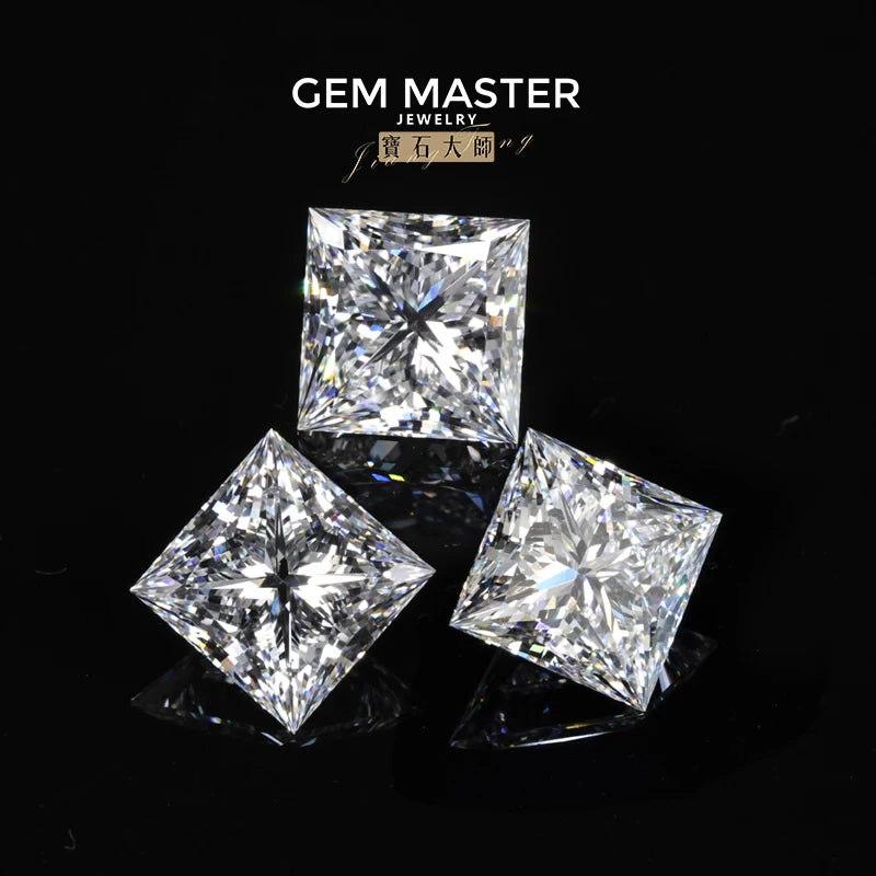 Princess Lab grown diamonds including a GIA IGI certificate 
Colour: D E F G 
Clarity: VVS VS 
Sizes: 0.5ct 1ct 2ct