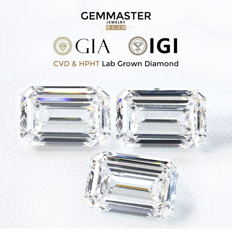 Emerald cut Lab Diamond With GIA IGI certificate
Clarity: VVS VS
Colour: D E F
Size: 1ct 2ct 3ct
Cut: Excellent cut