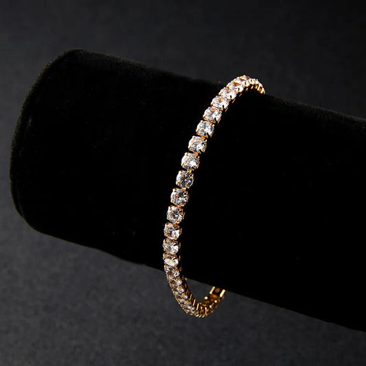 Crystal Gold Color Elastic Bracelet - Wedding Hand Jewelry