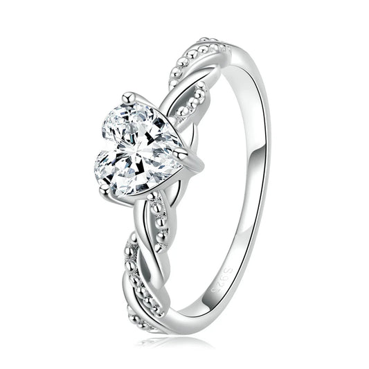 925 Sterling Silver Romantic Love Heart Ring