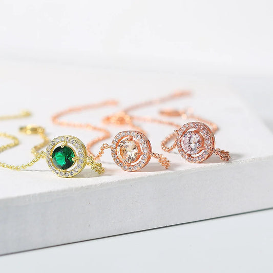 Round Cut Cubic Zirconia Bracelet - Rose Gold and Silver Style