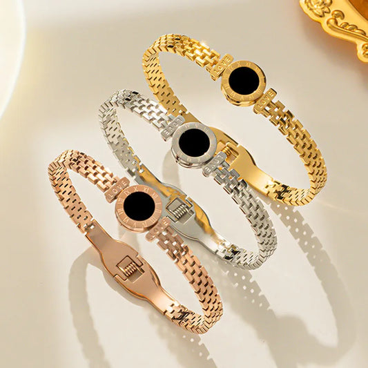 Roman Numeral Stainless Steel Bracelet - Unisex Gift Accessory