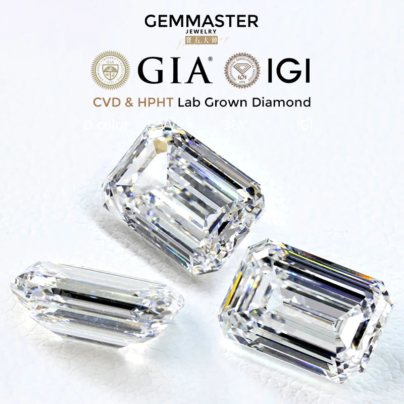 Emerald cut Lab Diamond With GIA IGI certificate
Clarity: VVS VS
Colour: D E F
Size: 1ct 2ct 3ct
Cut: Excellent cut