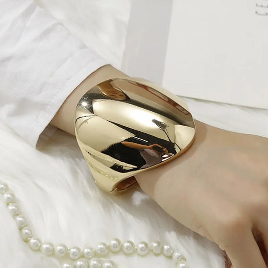 Asymmetric Smooth Alloy Bangle - Punk Hip Hop Statement Cuff