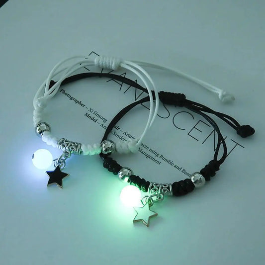 Luminous Star Couple Bracelet Set - Matching Charm Rope Design