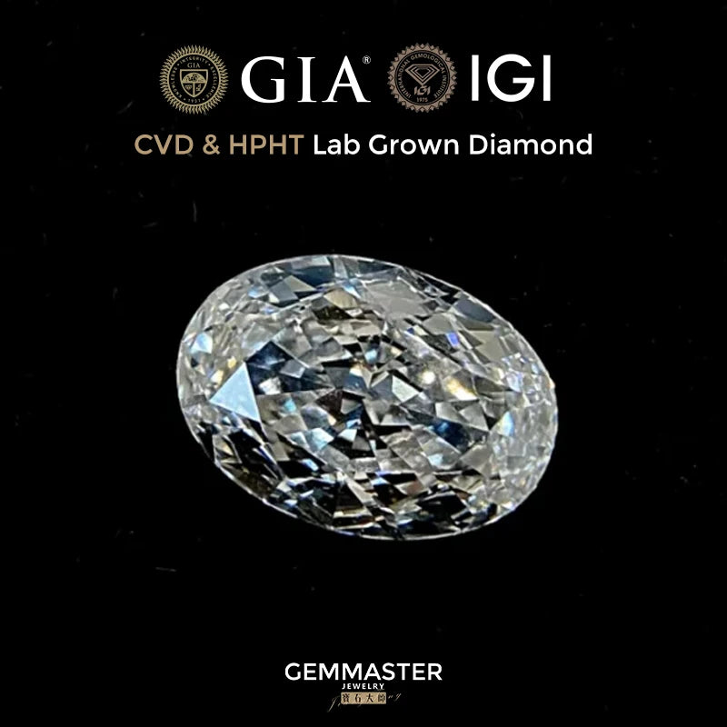 Oval Cut Lab grown diamonds including a GIA IGI certificate 
Colour: D E F G 
Clarity: VVS
Sizes: 1ct 3ct 5ct
Cut: Excellent cut